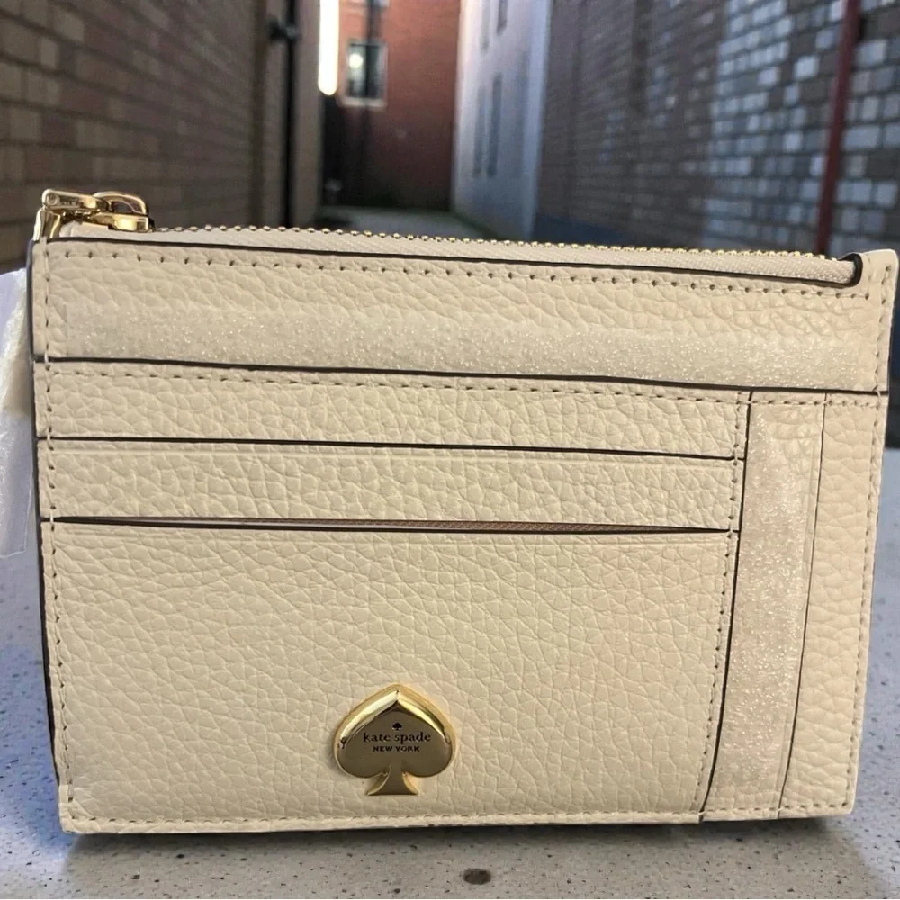 NWT Kate Spade Meringue Card Holder with Gold Accent